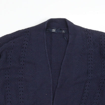 Womens UK Size S ISLE Blue Cardigan Jumper