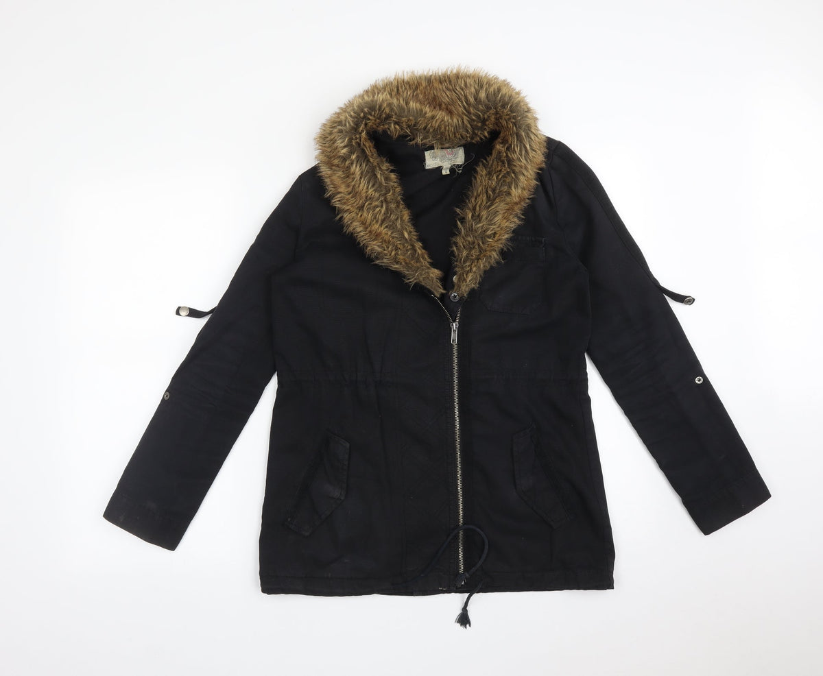 Additional front view of Ecote women’s black parka coat, size S