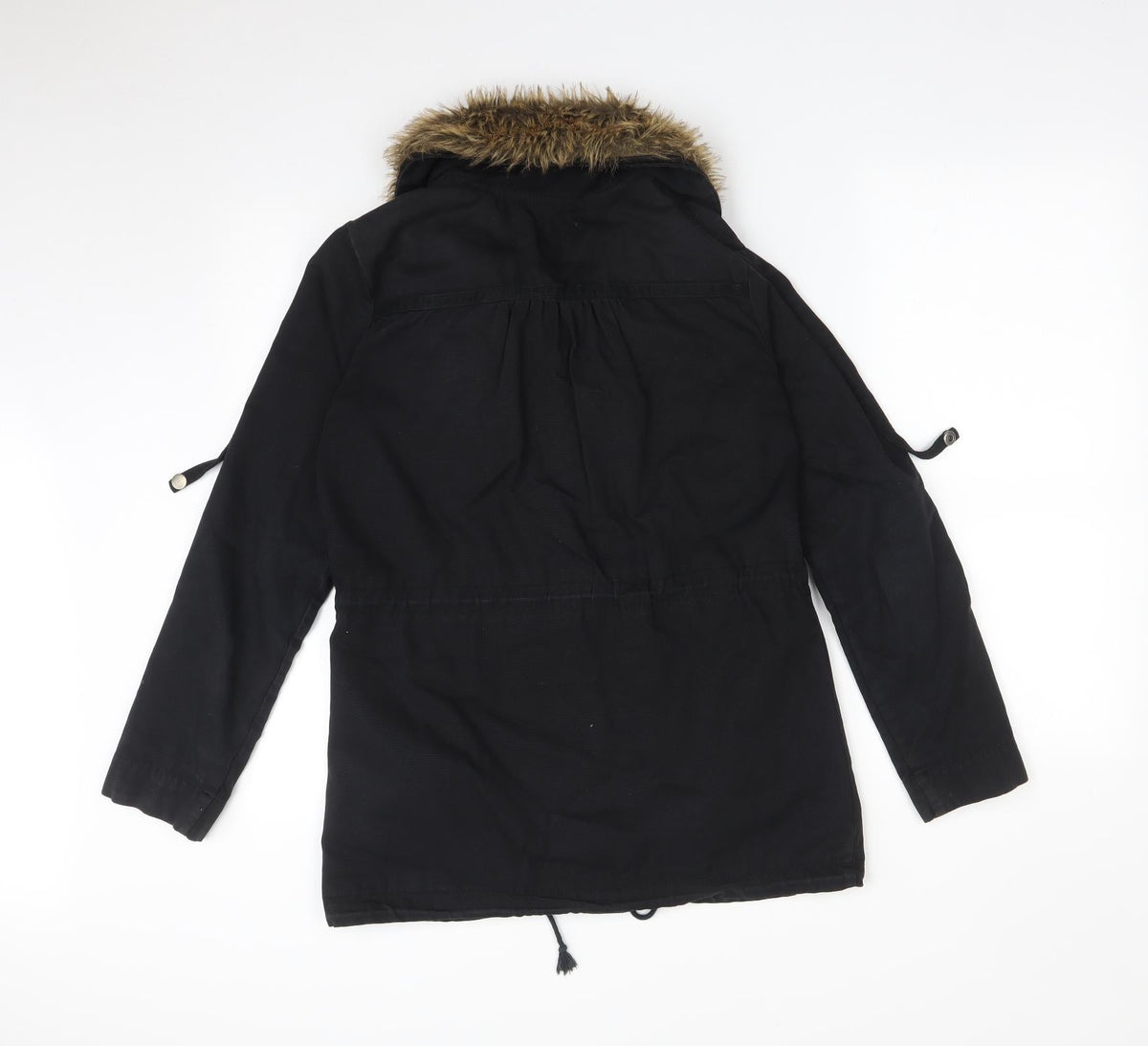 Back view of Ecote women’s black parka coat, size S
