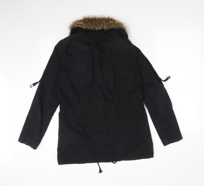Back view of Ecote women’s black parka coat, size S