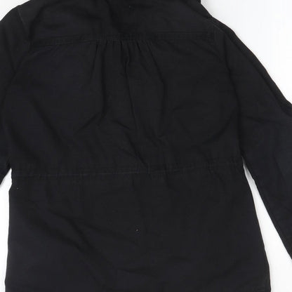Brand and care label for Ecote women’s black parka coat, size S