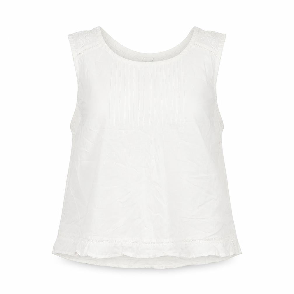 Front view of MISTRAT women’s white basic t-shirt, size UK 14