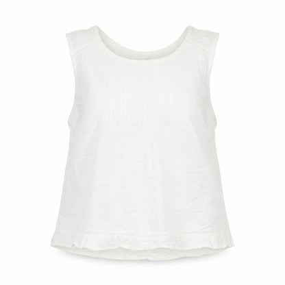Front view of MISTRAT women’s white basic t-shirt, size UK 14