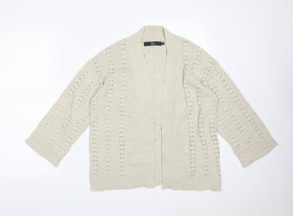 Womens UK Size S ISLE Beige Cardigan Jumper