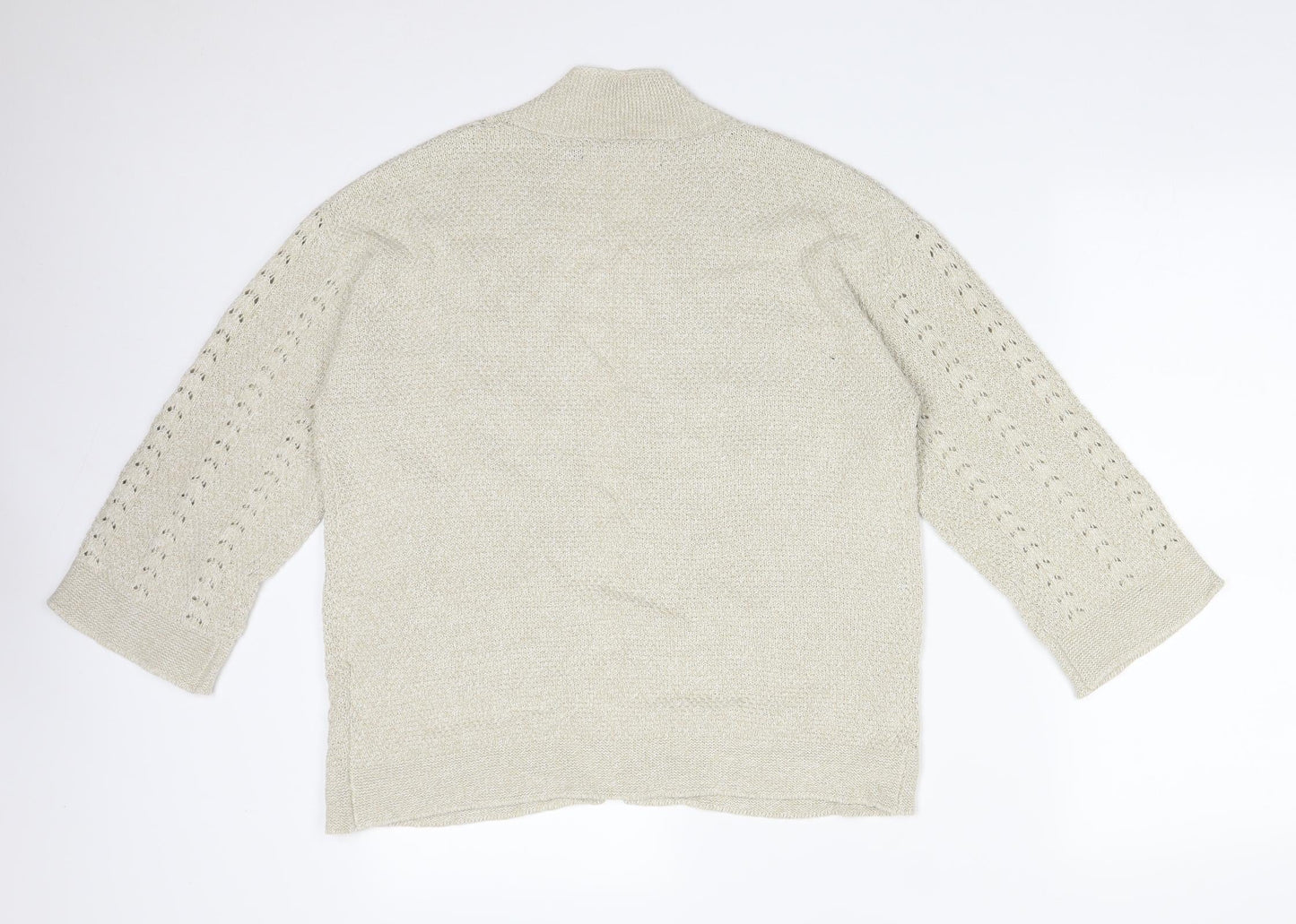Womens UK Size S ISLE Beige Cardigan Jumper