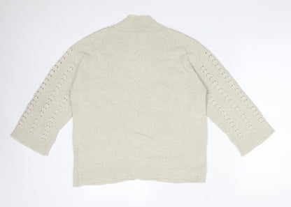 Womens UK Size S ISLE Beige Cardigan Jumper