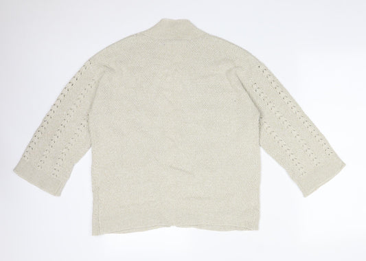 Womens UK Size S ISLE Beige Cardigan Jumper