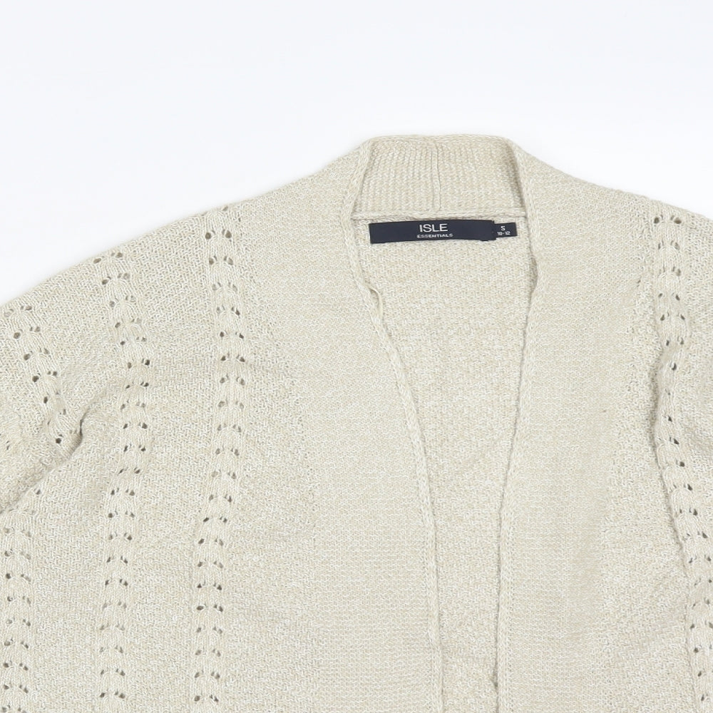 Womens UK Size S ISLE Beige Cardigan Jumper