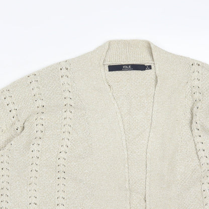 Womens UK Size S ISLE Beige Cardigan Jumper