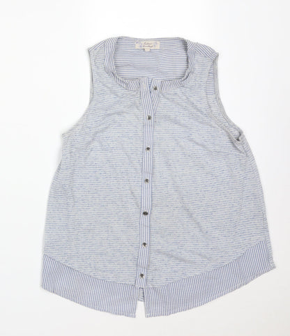 FALMER HERITAGE Womens Blue Striped  Basic T-Shirt Size 8