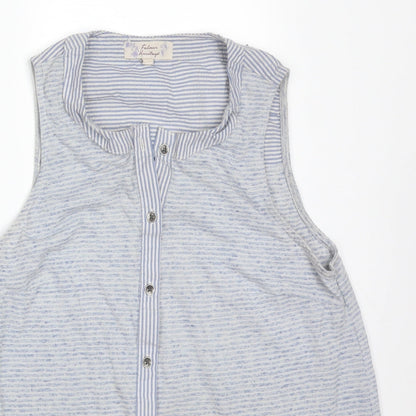 FALMER HERITAGE Womens Blue Striped  Basic T-Shirt Size 8