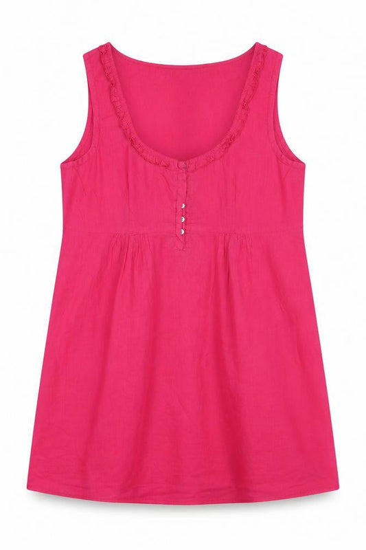 Front view of Cotton Traders women’s pink mini, size UK 12