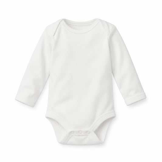 Front view of Mothercare Baby White Babygrow One-Piece, size 0-3, Months