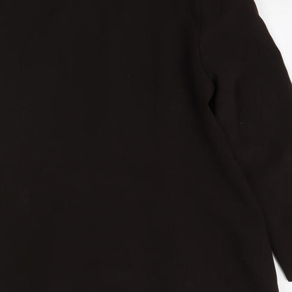 Brand and care label for Meico women’s brown overcoat blazer, size UK 14