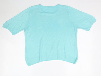 Womens UK Size 14 Marks and Spencer Blue Basic T-Shirt
