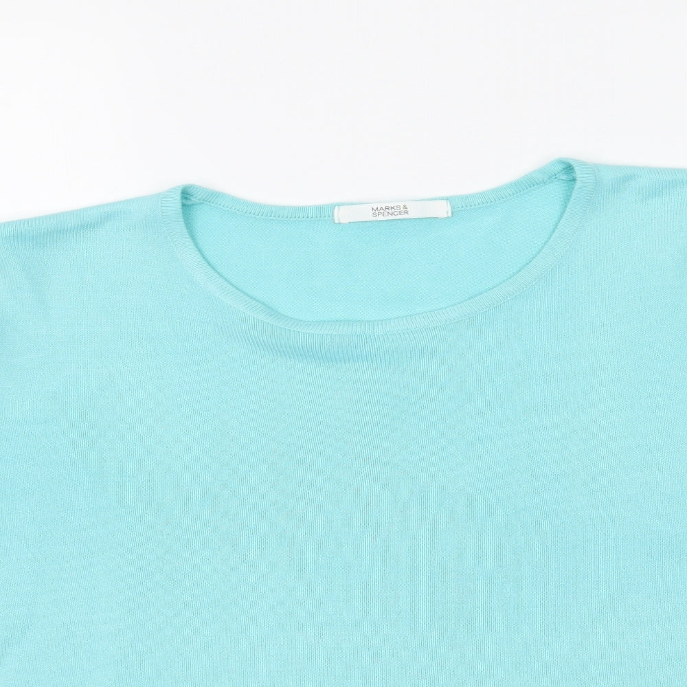 Womens UK Size 14 Marks and Spencer Blue Basic T-Shirt