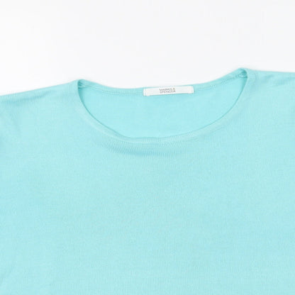 Womens UK Size 14 Marks and Spencer Blue Basic T-Shirt