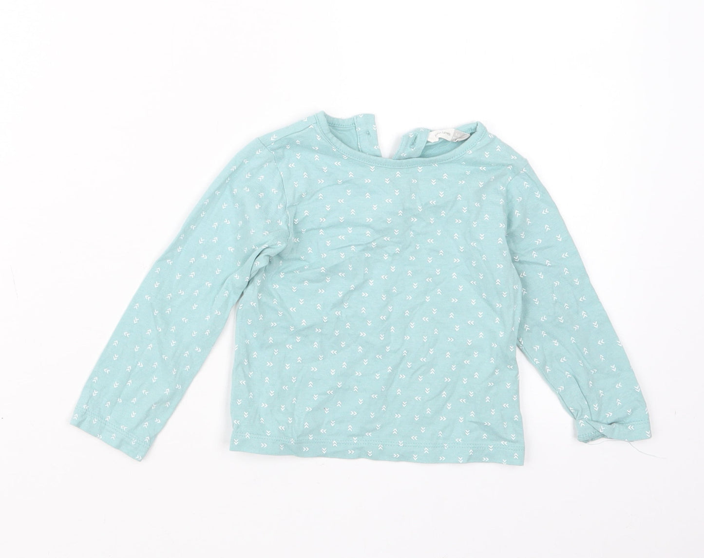 John Lewis Girls Blue Geometric  Basic T-Shirt Size 9-12 Months