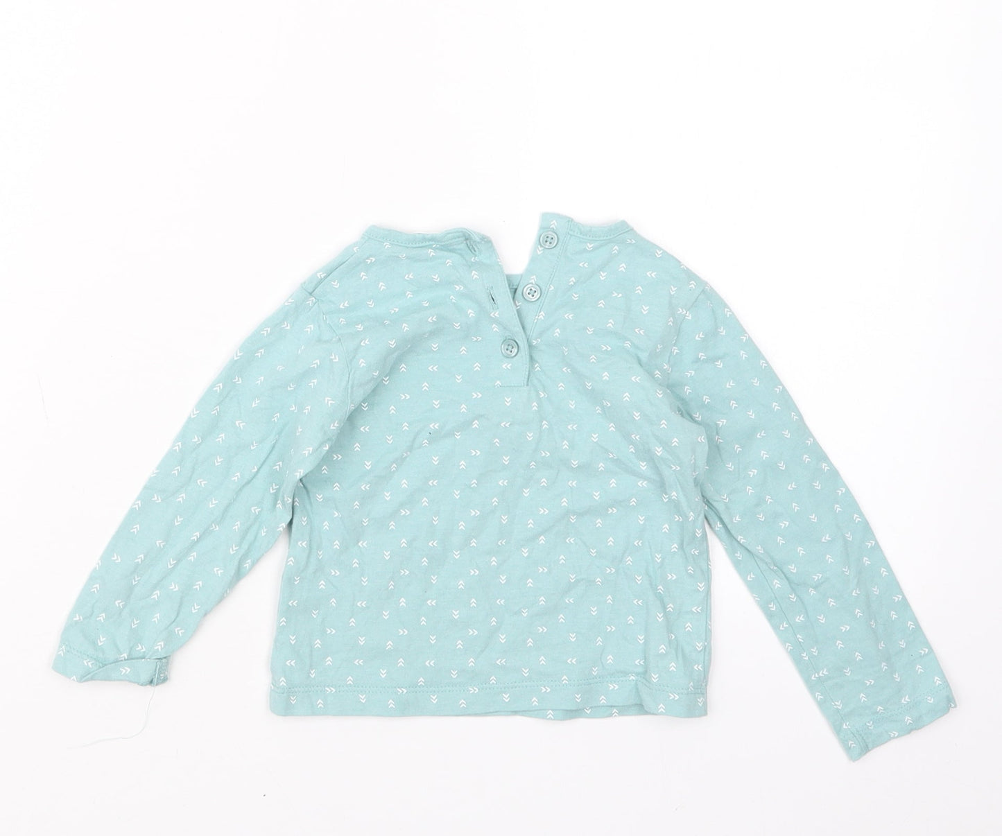John Lewis Girls Blue Geometric  Basic T-Shirt Size 9-12 Months