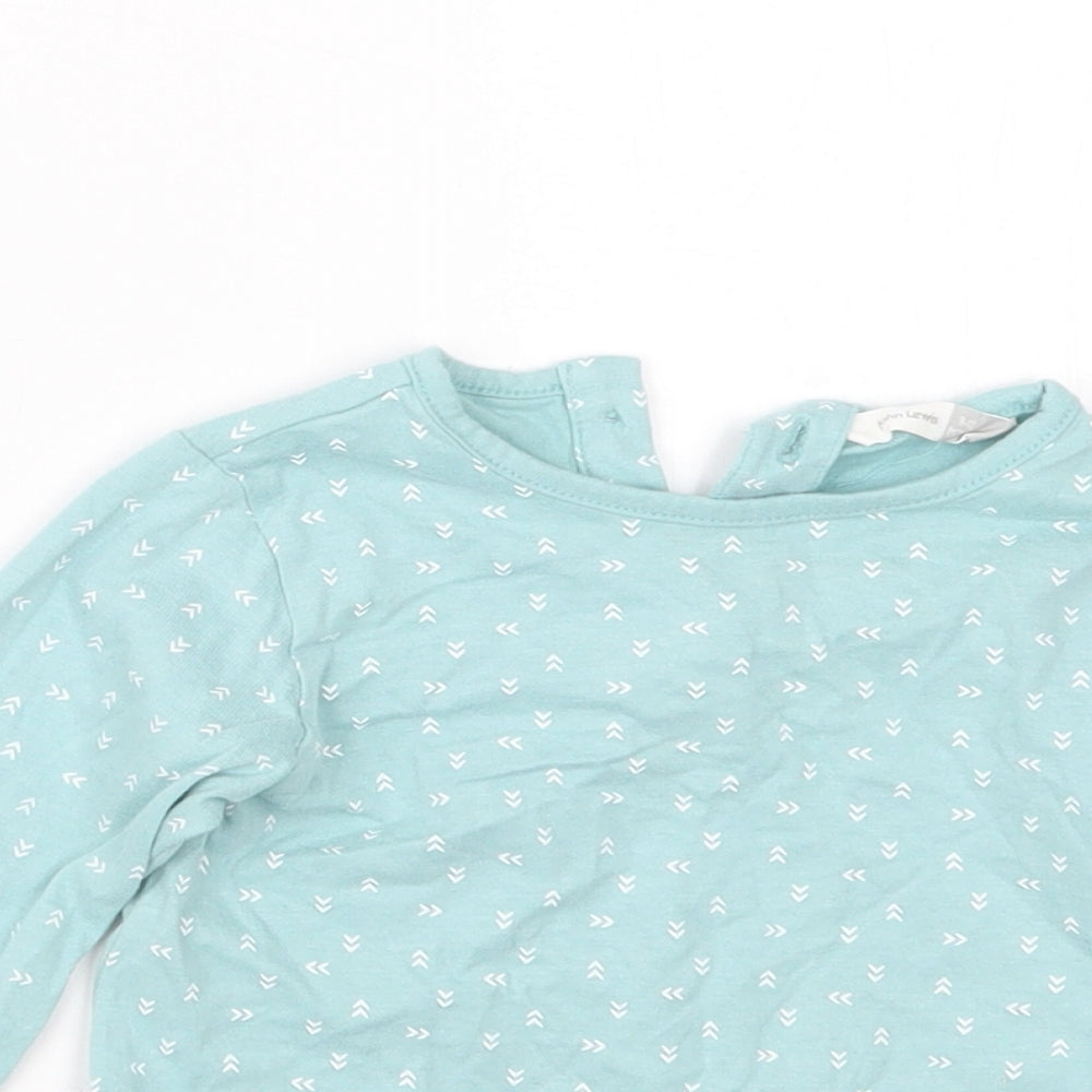 John Lewis Girls Blue Geometric  Basic T-Shirt Size 9-12 Months