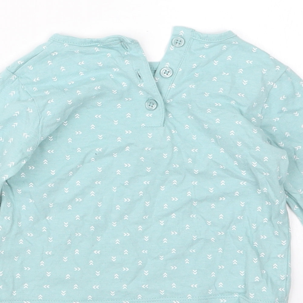John Lewis Girls Blue Geometric  Basic T-Shirt Size 9-12 Months