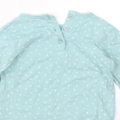 John Lewis Girls Blue Geometric  Basic T-Shirt Size 9-12 Months