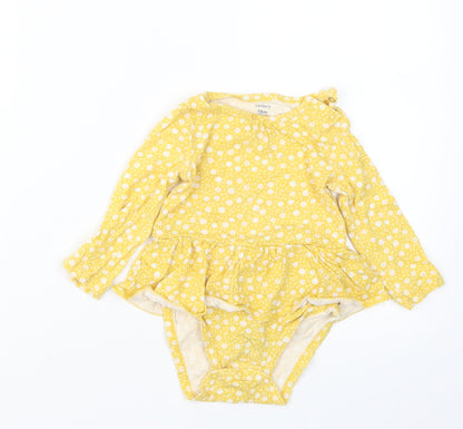 Carter's Girls Yellow Floral  Babygrow One-Piece Size 18 Months