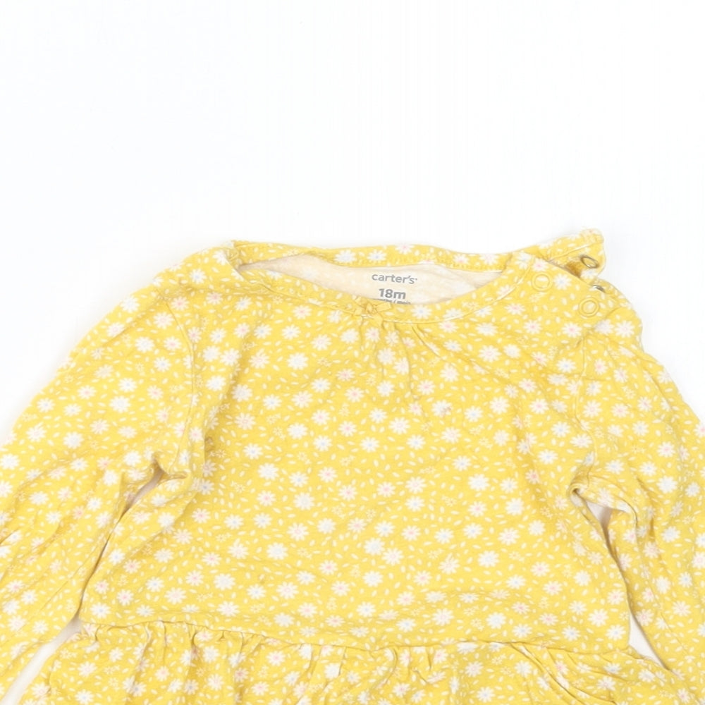 Carter's Girls Yellow Floral  Babygrow One-Piece Size 18 Months