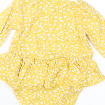 Carter's Girls Yellow Floral  Babygrow One-Piece Size 18 Months