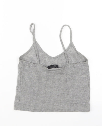 Womens UK Size 8 Topshop Grey Basic T-Shirt