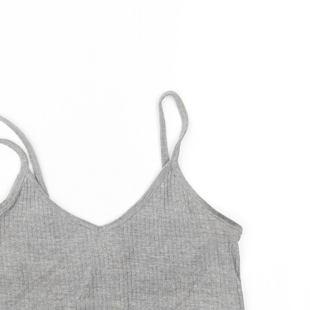 Womens UK Size 8 Topshop Grey Basic T-Shirt