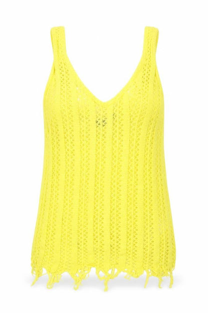 Front view of Topshop women’s yellow knit jumper, size UK 10, - cropped