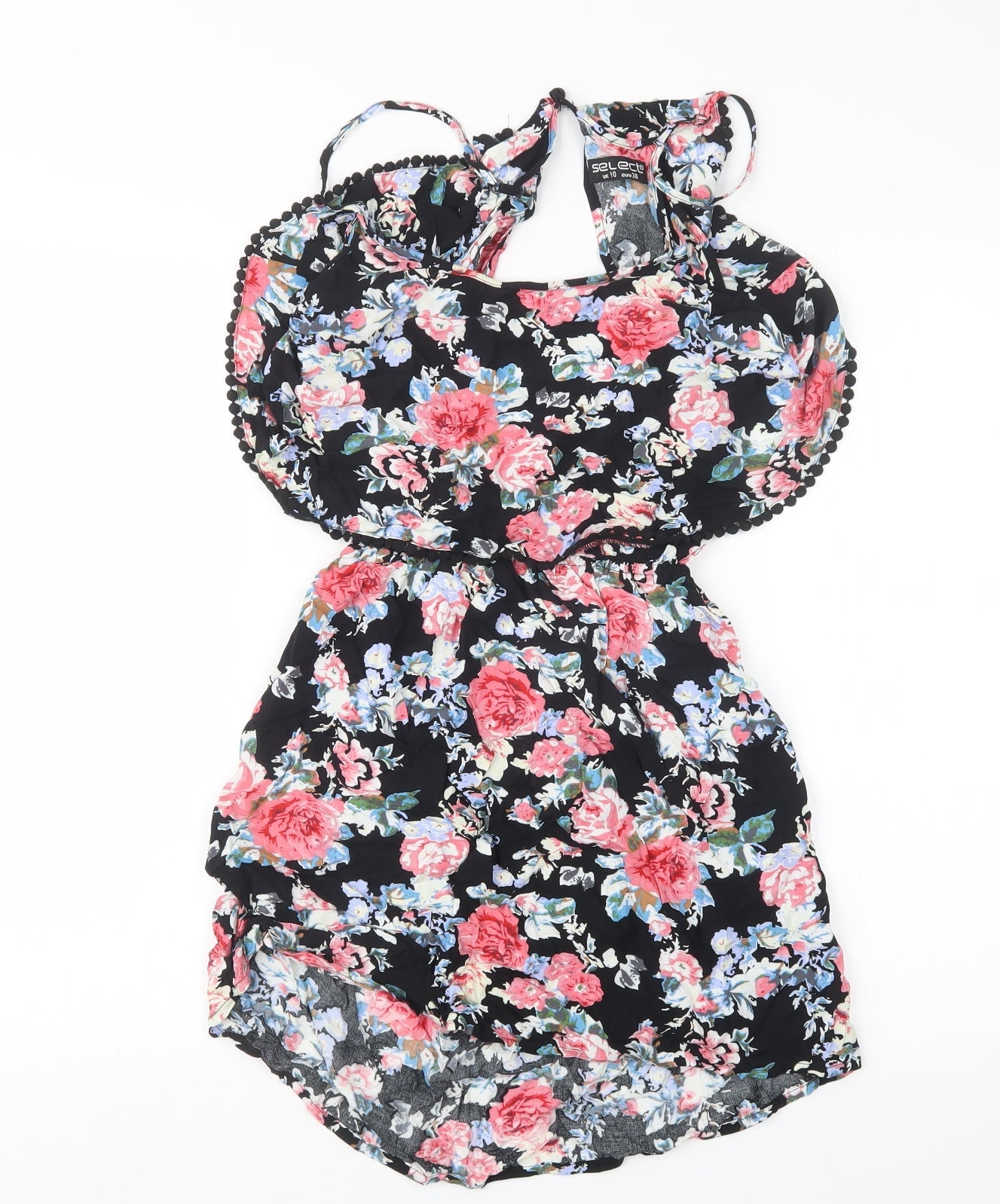 Select Womens Black Floral  Mini  Size 10