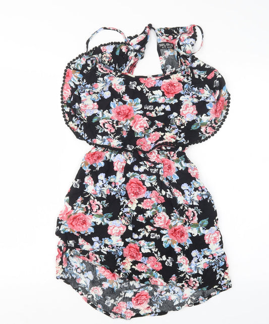 Select Womens Black Floral  Mini  Size 10