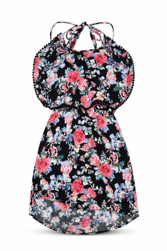 Front view of Select women’s black floral mini, size UK 10