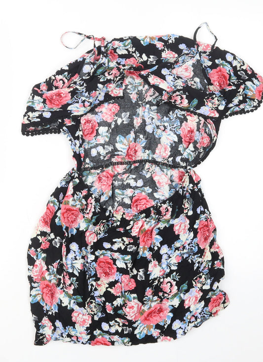 Select Womens Black Floral  Mini  Size 10