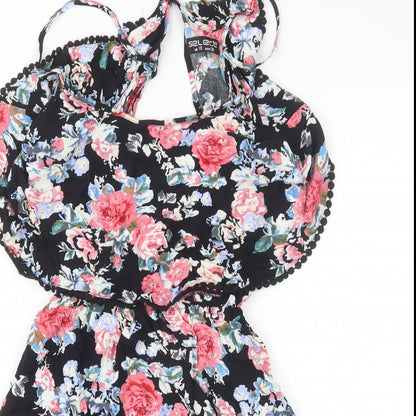 Select Womens Black Floral  Mini  Size 10