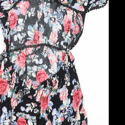 Select Womens Black Floral  Mini  Size 10