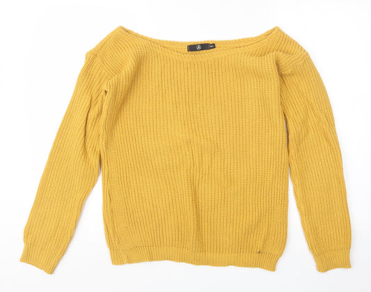 Womens UK Size M Missguided Yellow Pullover Jumper