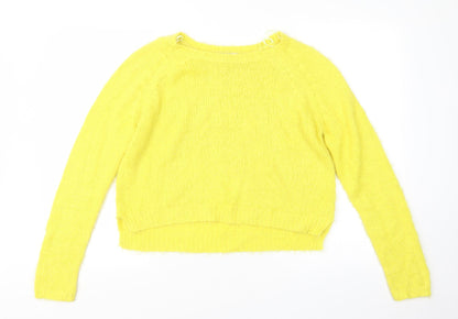 Womens UK Size M Papaya Yellow Pullover Jumper