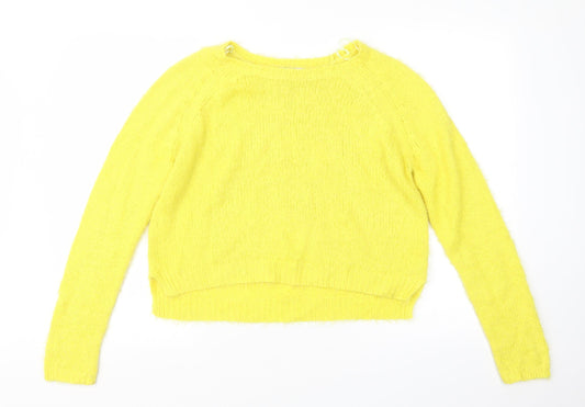 Womens UK Size M Papaya Yellow Pullover Jumper
