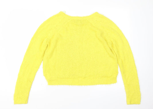 Womens UK Size M Papaya Yellow Pullover Jumper