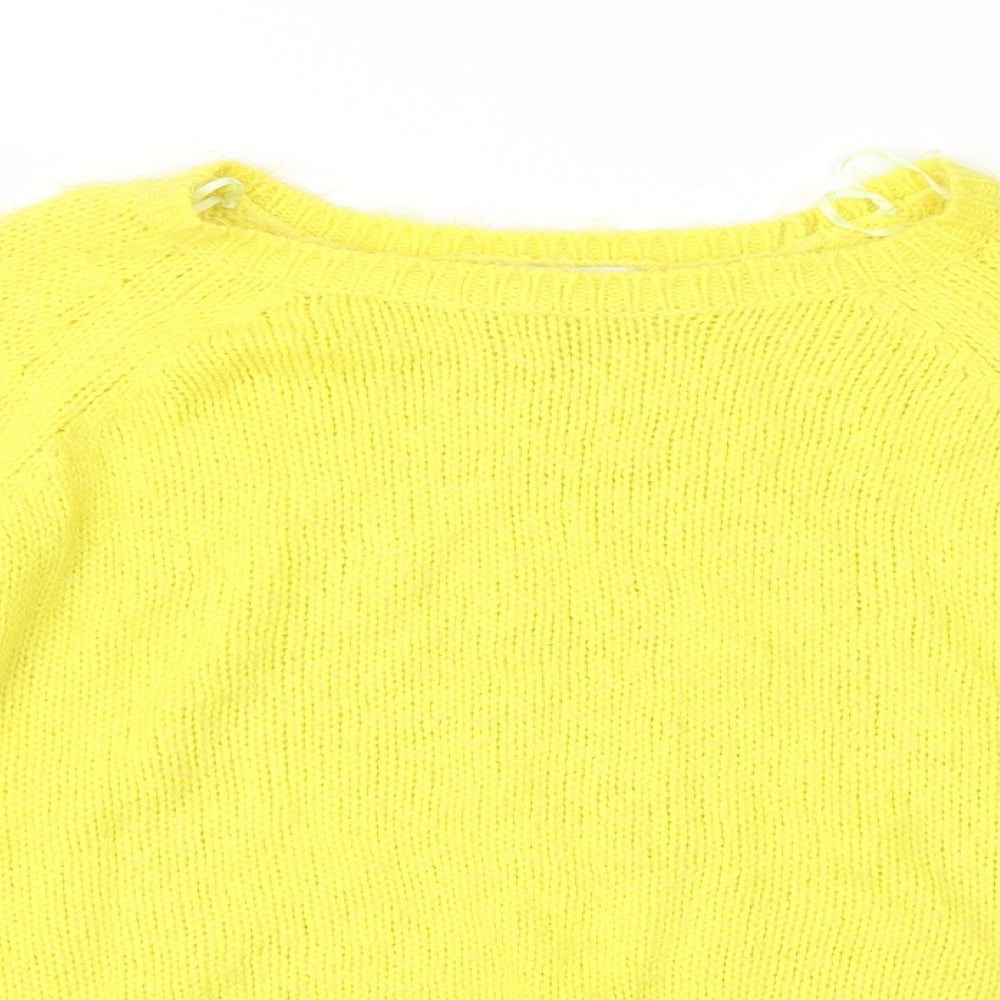 Womens UK Size M Papaya Yellow Pullover Jumper