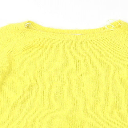 Womens UK Size M Papaya Yellow Pullover Jumper