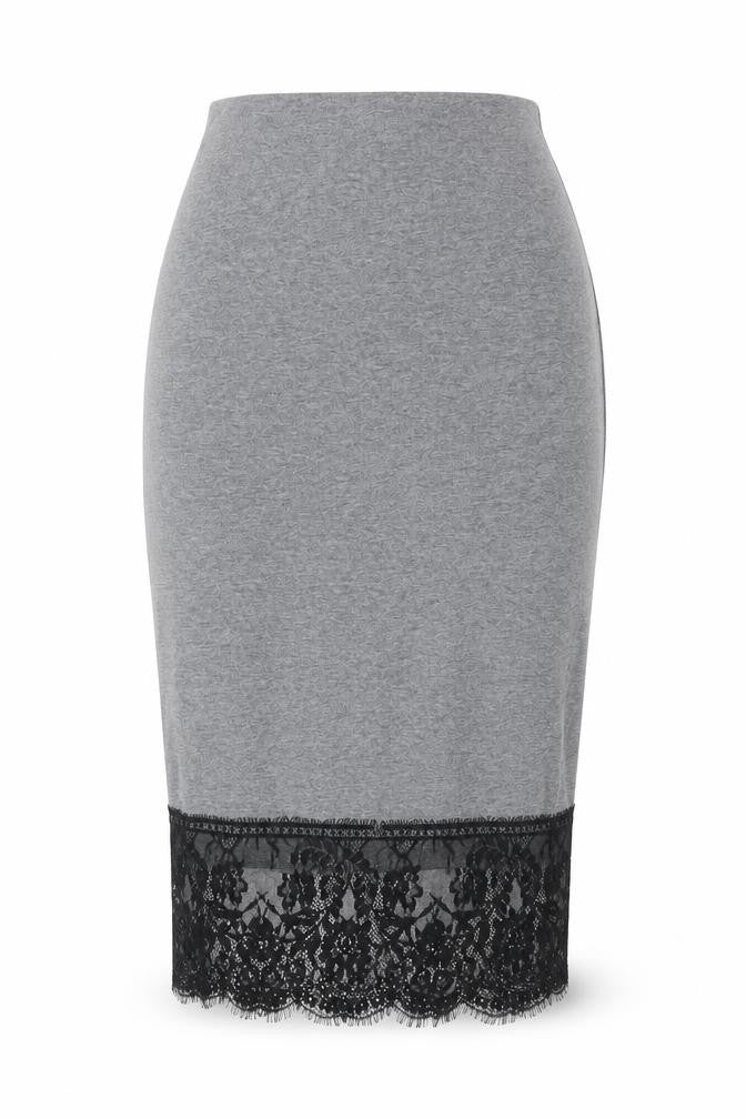 Front view of Lily Loves women’s grey straight & pencil skirt, size UK 8