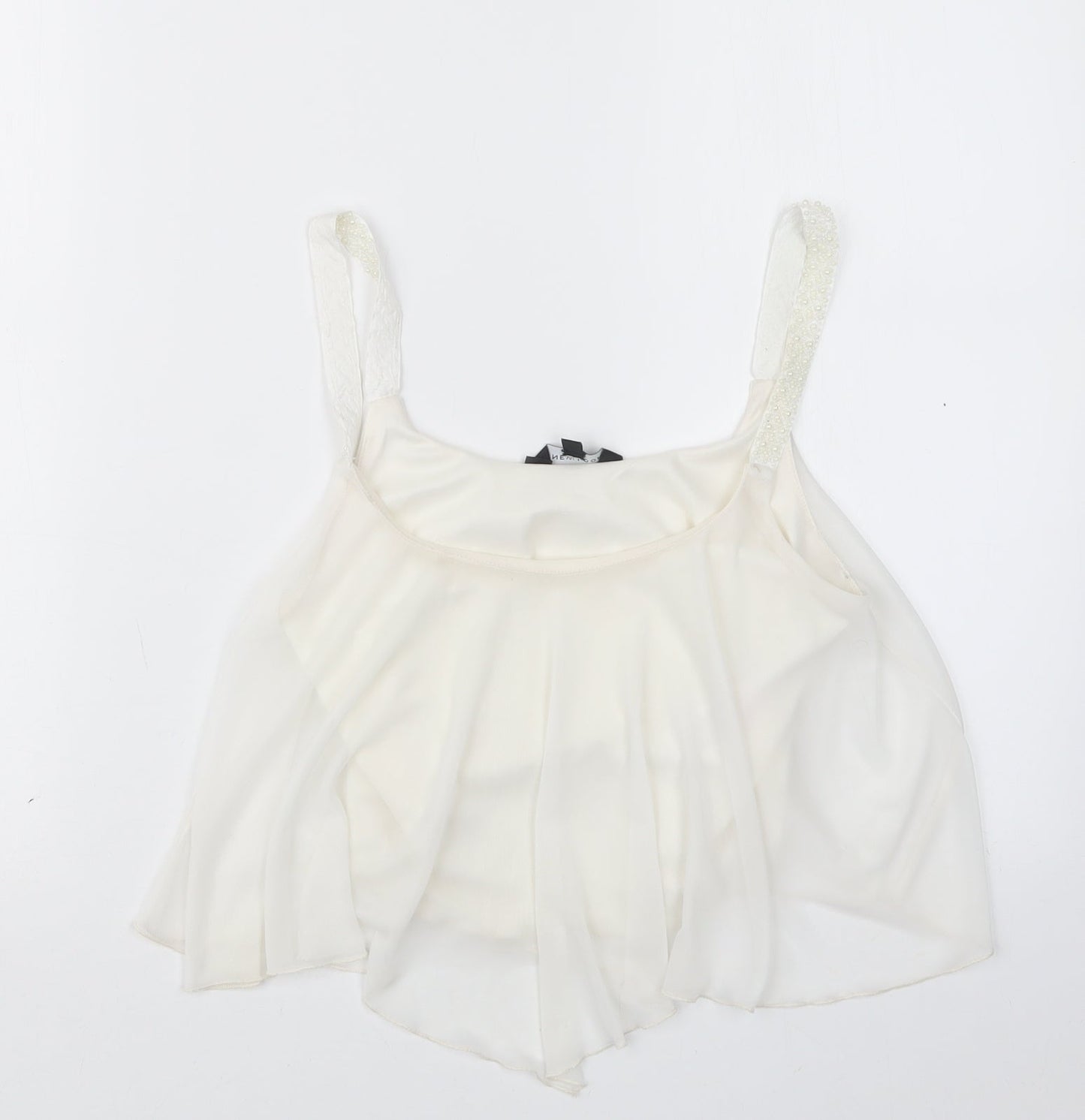 Womens UK Size 10 New Look White Cropped T-Shirt