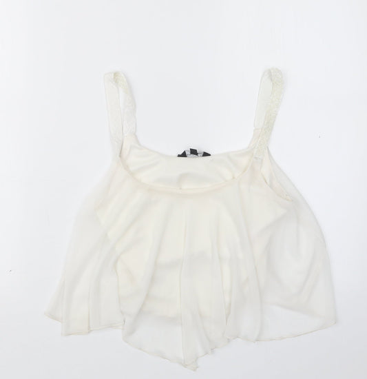 Womens UK Size 10 New Look White Cropped T-Shirt