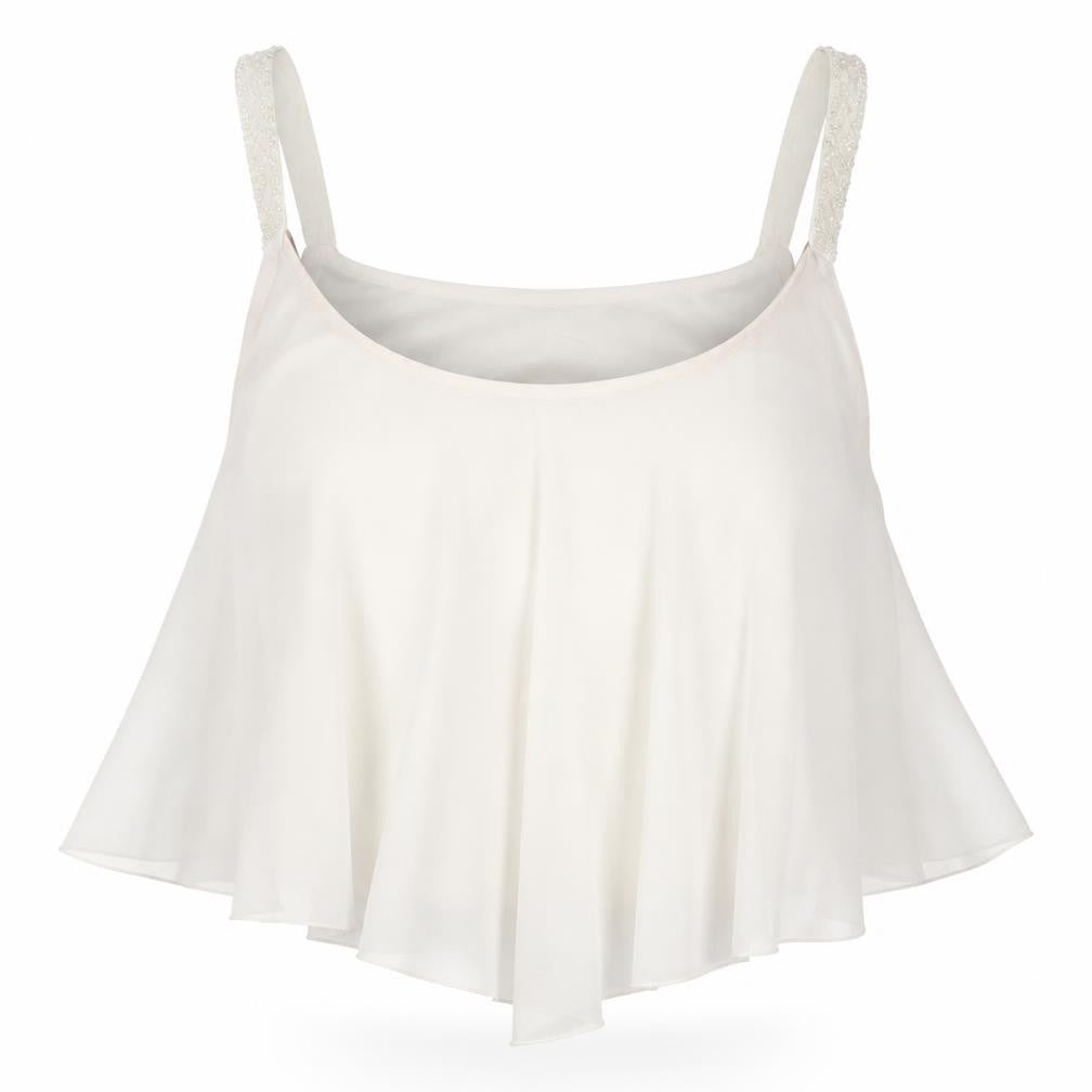 Womens UK Size 10 New Look White Cropped T-Shirt