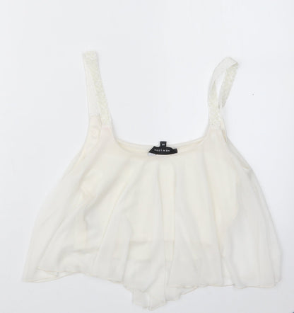Womens UK Size 10 New Look White Cropped T-Shirt