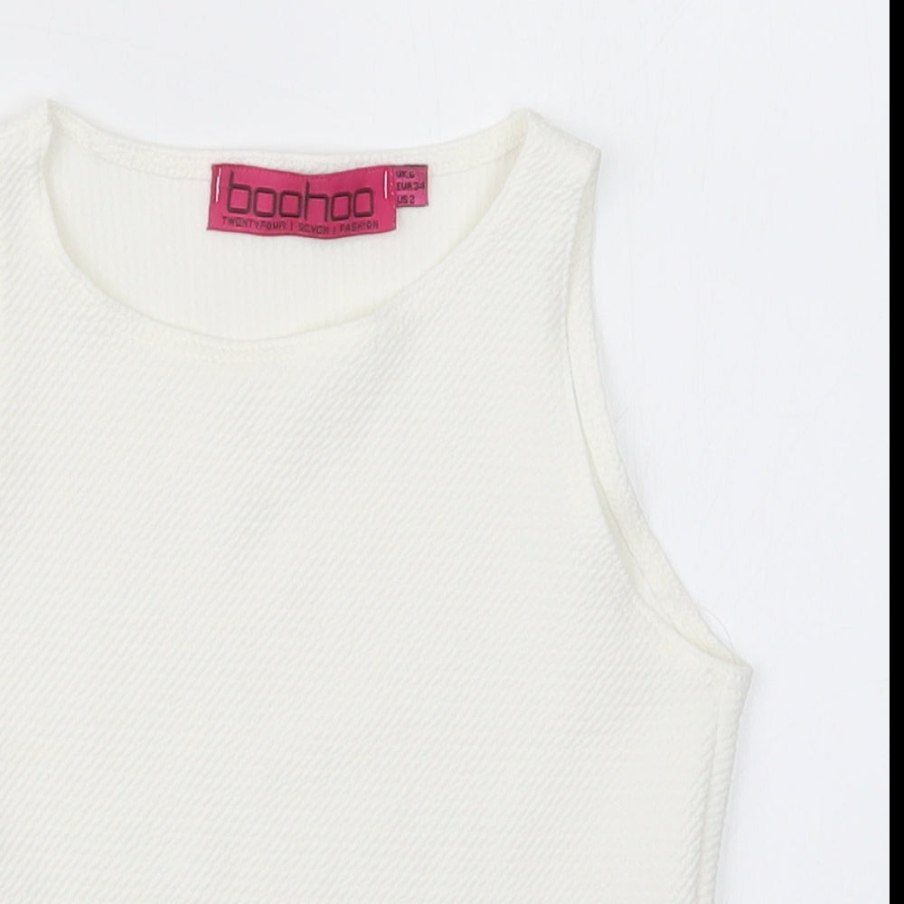 Boohoo Womens Ivory   Basic T-Shirt Size 6